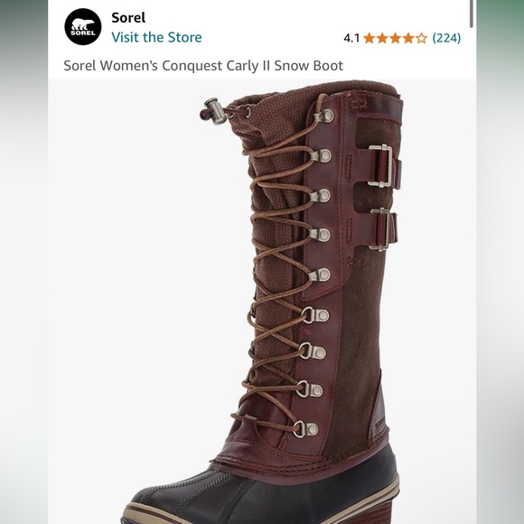 Sorel Conquest Carly II Leather Lace Up Snow/Winter Brown Boots SZ 6 - Picture 7 of 7